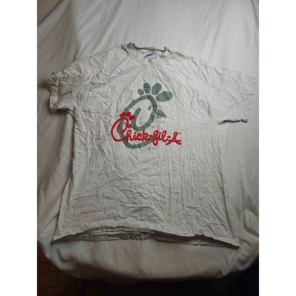 Chick-fil-A Crew Shirt Mens Size XL Gray Employee Uniform Workwear Hanes Beefy